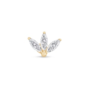 Tiny Marquise Lotus Stud Earring, 14k Solid Gold Cluster, Flat Back CZ Stud for Tragus or Helix Piercing, Gift for Men and Women