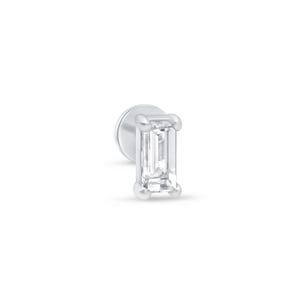Real Diamond Baguette Stud Earrings for Helix Piercing, 0.07 Ct Hypoallergenic White Gold Jewelry, Holiday Gifts for Her, New Piercing Stud