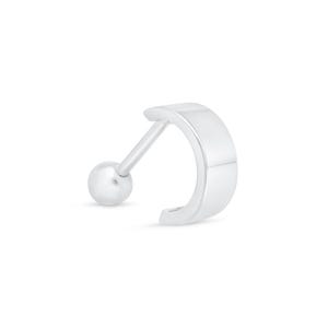 White 14k Gold Ball Back Ear Cuff | Wide Hoop for Helix, Tragus or Lobe | Threaded Cuff for Sensitive Ears | Dainty Small Hoops for Him