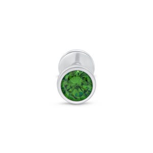 Piercing de Oro Blanco de 14k con Esmeralda Verde, Joyería Hipoalergenica de Cartílago, Regalo Perfecto para Cumpleaños de Mayo. Minimalista
