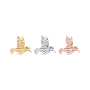 Pendiente con Diseño de Colibrí en Oro Amarillo de 14K para Perforaciones de Tragus, Helix y Cartilago, Joyería Minimalista, Regalo especial