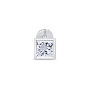 Pendiente de cartilago con engaste en oro sólido de 14K,pendiente de corte princesa,con respaldo plano de rosca interna.Joyeria Minimalista.