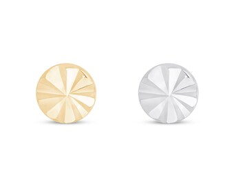 Runder Scheibenohrstecker aus 14K Gold, Strukturiertes Knorpel- oder Helix-Piercing, Minimalistischer Alltagsschmuck, Geburtstag für Sie oder Ihn