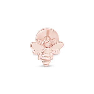 BumbleBee 14k Rose Gold Earring For Mother's Day, Tiny Gold Piercing Jewelry For New Piercing, Gold Helix Piercing, 18G Internally Threaded