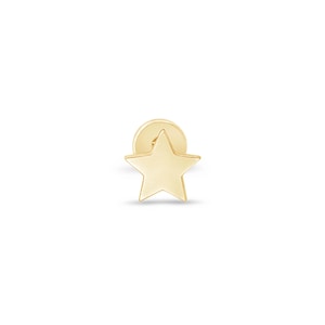 Solid 14k Gold Star Earring, 18G Flat Back Stud, Dainty Helix Tragus Daith Earring, Real Gold Cartilage Jewelry, Gift for Husband/Wife/Mom