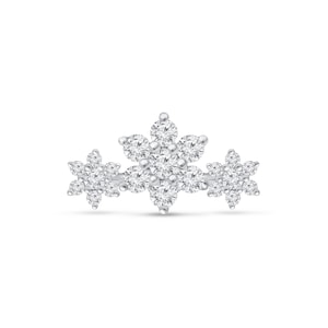 Natural Diamond 0.33 Ct Flower Helix Climber for Her, 14k White Gold Crawler Earring, Personalized Helix Jewelry for Mom, Personalized Gifts