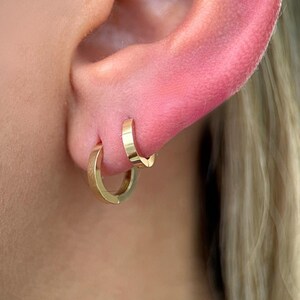 Solid 14K Gold Hoop for Men | 6mm 8mm Huggie Earring | Yellow or White Gold | For Helix and Lobe Piercing | Hypoallergenic Earring For Her