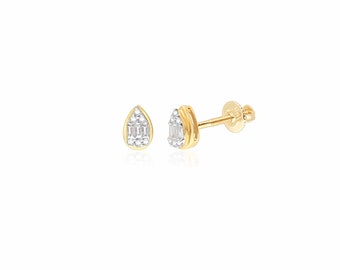 Diamond Pavé Pear Screw Back Earrings