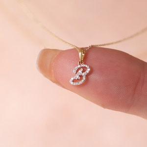 Collar con Inicial de Diamante elaborado en Oro de 14K, Letra Cursiva, Joyería Personalizada para Mujeres, Regalo especial, Hipoalergénica