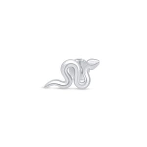 Snake Stud Earring, 14K White Gold Earring, Cartilage Jewelry, Serpent Piercing, Conch Gold Earring, Father's Day Jewelry, Mama Jewelry Gift