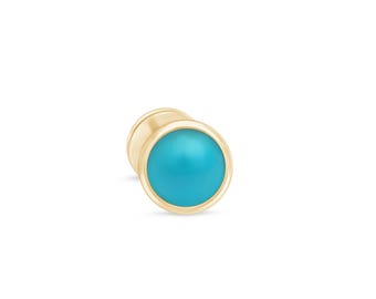 Pendiente de Cartílago color Turquesa con Bezel en Oro de 14K, Piercing de Helix y Tragus, Joyería Hipoalergénica, Regalo Ideal para Ella.