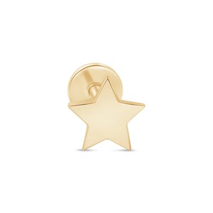 Dainty Yellow Gold Star Cartilage 14K Flat Back Earring, Piercing Stud for Helix, 18G Threaded Earring, Perfect Mother’s Day Gift for Her