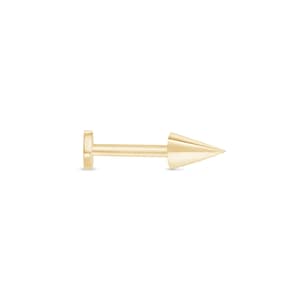 Pendiente de Espiga de Oro en 14K, Joyería de Respaldo Plano, Rosqueado Internamente,Perforación para Mujeres, Pendiente de Oro Sólido.