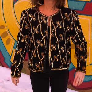 Vintage Black and Gold // Michael Jackson Inspired Blazer // Boyfriend Fit // Tastefully Loose // One of a Kind // Unique // Perfect