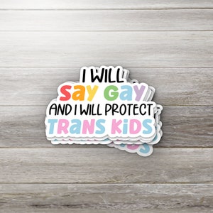 Diré gay y protegeré a los niños trans Pegatina
