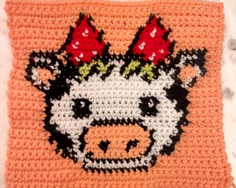 PATTERN Strawberry cow crochet tapestry *DIGITAL PDF*