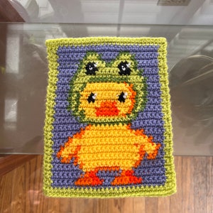 PATTERN duck with frog hat crochet tapestry *DIGITAL PDF*