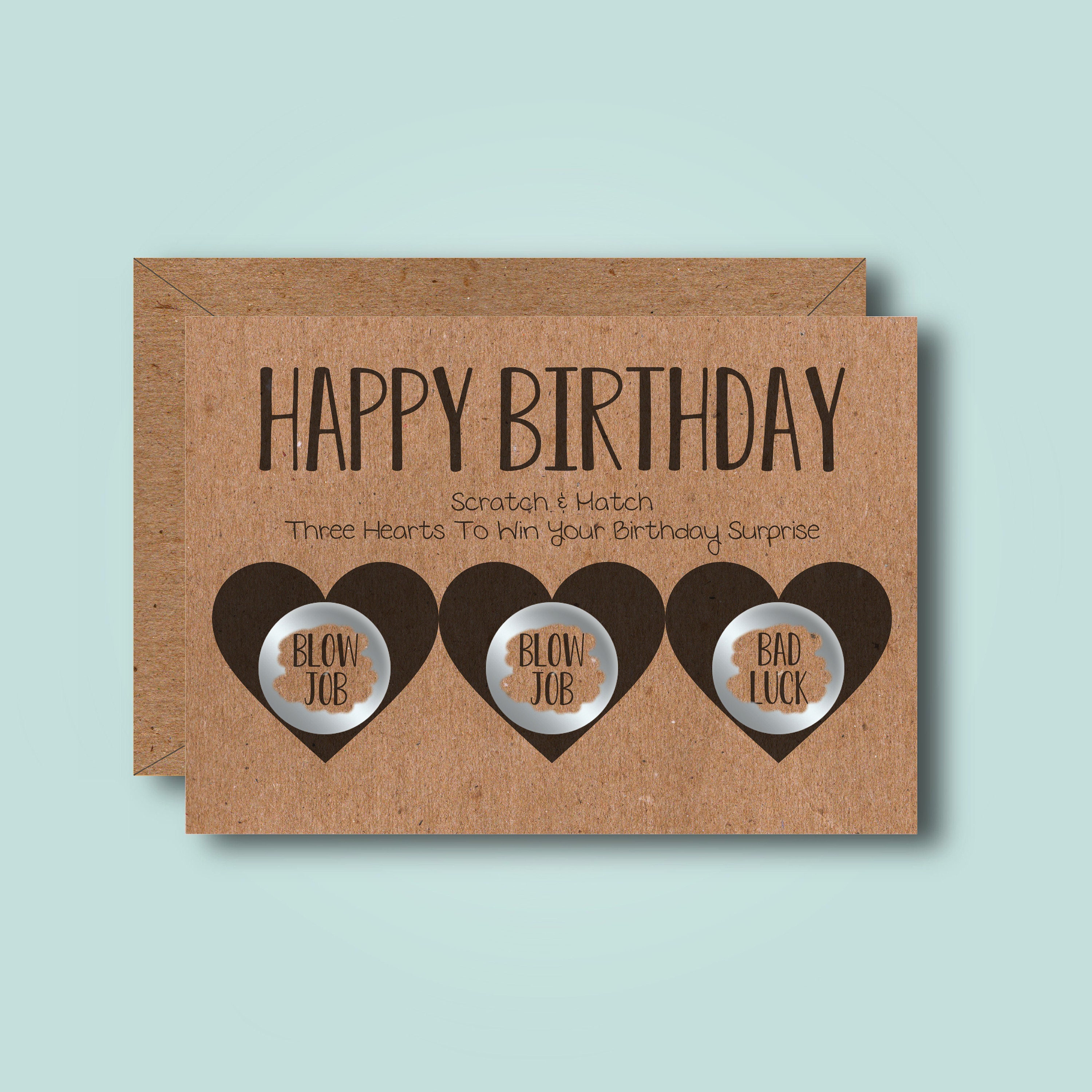 Funny Scratch off Hearts Happy Birthday Card Rude Naughty