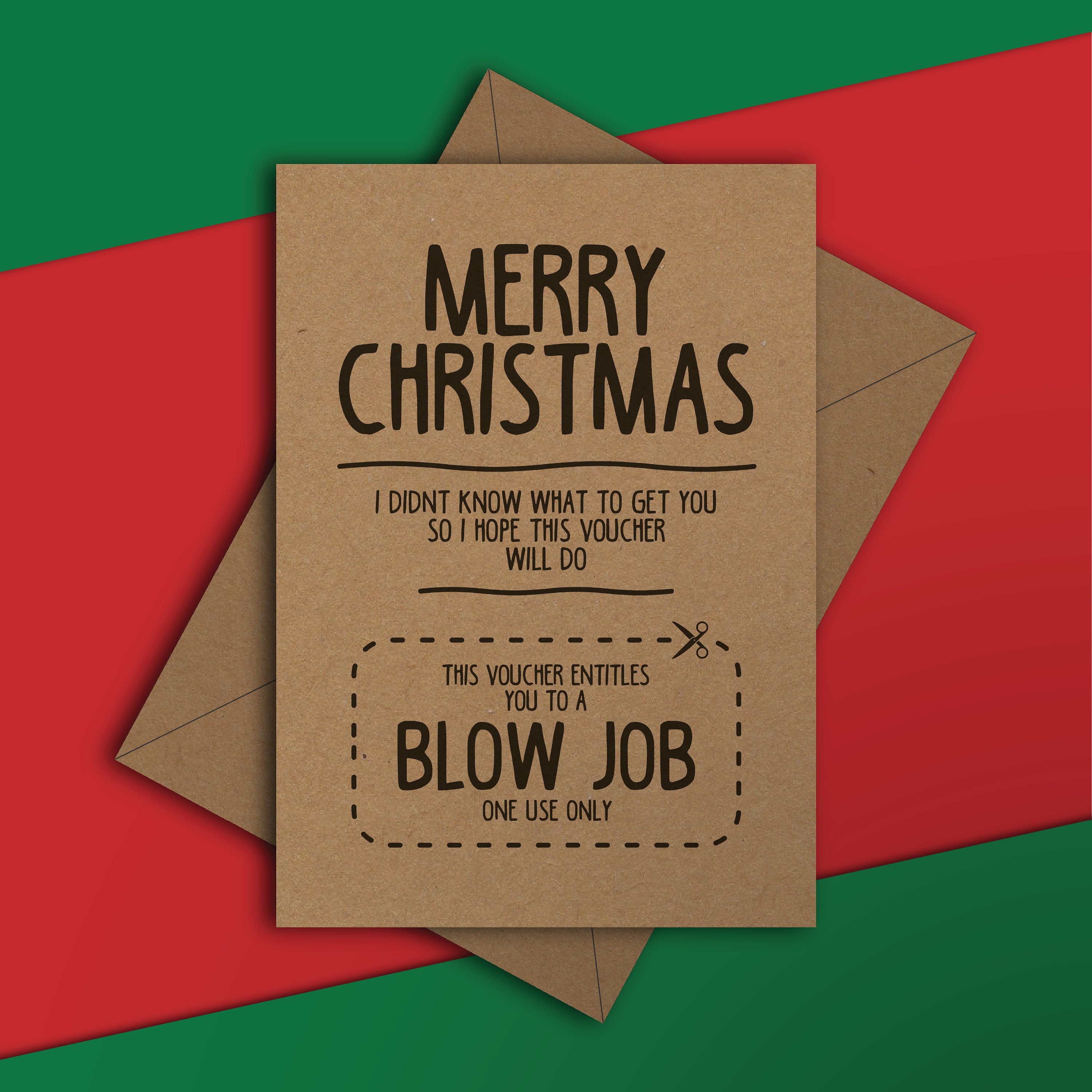 Blow Job Voucher Funny Christmas Card Rude Adult Naughty image