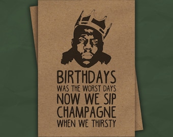 Notorious Funny Birthday Card, Biggie Smalls Card, The Notorious B.I.G, Tupac, Rap Music, 90s, King Crown, Humour, Boyfriend, Best Friend
