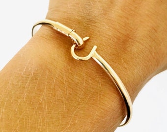 St. Croix Sterling 14K Hook Bracelet. Caribbean Sterling Yellow Gold Hook  Bangle Bracelet. 8 Inches. -  India