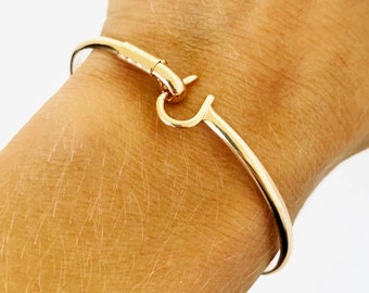 Bonyak Jewelry Round Eye Hook Bangle Bracelet w/St Andrew Kim Taegon in Gold-Filled Bonyak Jewelry Round Eye Hook Bangle Bracelet w/St Andrew Kim Taegon in Gold-Filled