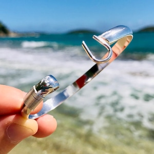 6mm Caribbean hook/Vieques Fisherman&#39;s hook bracelet solid sterling silver handmade fine jewelry by Isla OddBall