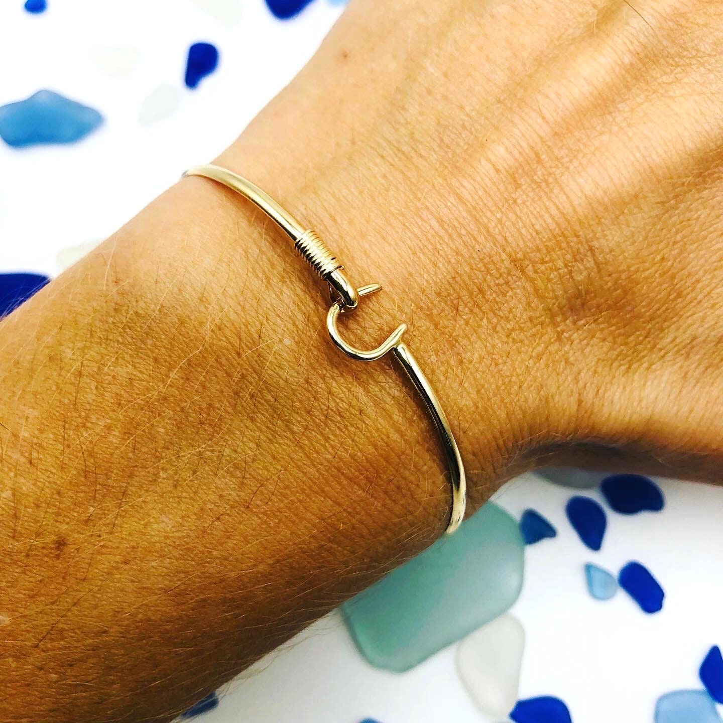 Solid Gold 2mm Caribbean Hook 14K Gold 2x1mm Thin Bangle Bracelet by Isla  Oddball Handmade Fine Jewelry Inspired by the Caribbean 