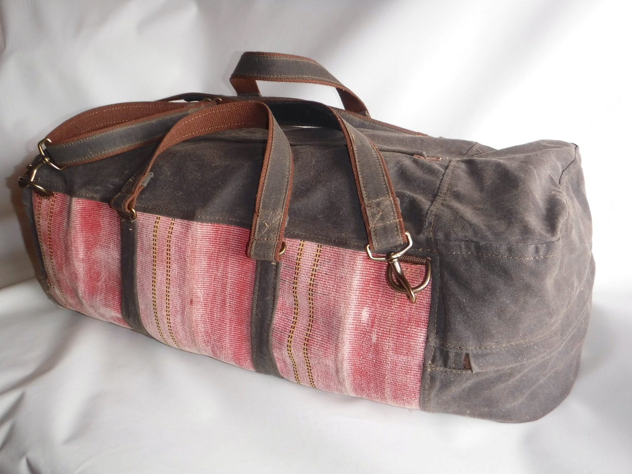 Recycled Firehose and Waxed Canvas Duffle Bag - Etsy
