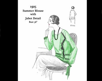 1920s 20s 1925 Art Deco Great Gatsby Flapper Elegant Blouse Vintage Sewing Pattern Bust 36 E Pattern Reproduction PDF INSTANT DOWNLOAD