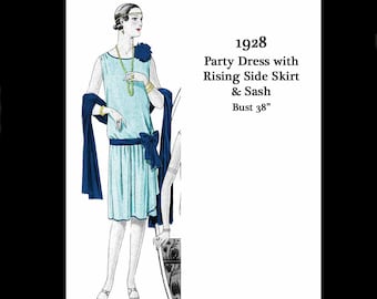 1920s 20s 1928 Art Deco Great Gatsby Flapper Party Silk Dress Vintage Sewing Pattern Bust 38 E Pattern Reproduction PDF INSTANT DOWNLOAD