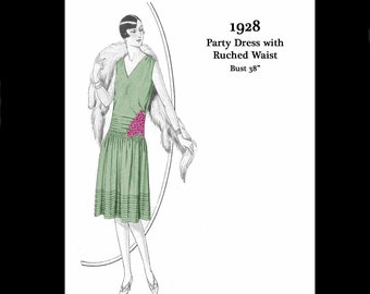 1920s 20s 1928 Art Deco Great Gatsby Flapper Party Silk Dress Vintage Sewing Pattern Bust 38 E Pattern Reproduction PDF INSTANT DOWNLOAD