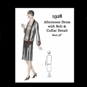 1920s 20s 1928 Art Deco Great Gatsby Afternoon Day Silk Dress Vintage Sewing Pattern Bust 38 E Pattern Reproduction PDF INSTANT DOWNLOAD