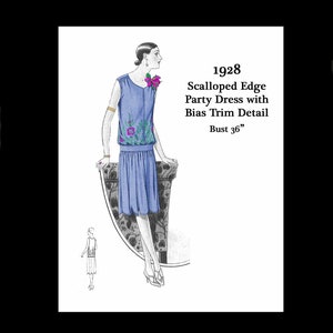 1920s 20s 1928 Art Deco Great Gatsby Flapper Party Silk Dress Vintage Sewing Pattern Bust 36 E Pattern Reproduction PDF INSTANT DOWNLOAD