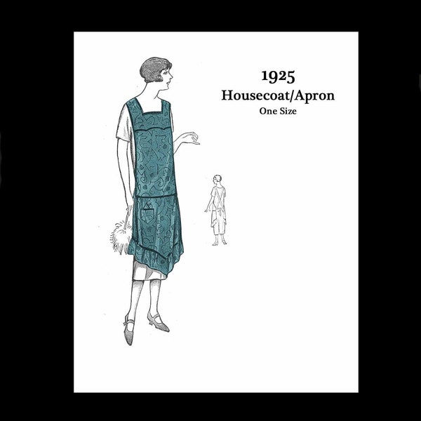 1920s 20s 1925 Art Deco Great Gatsby Downton Abbey Full Apron Vintage Sewing Pattern One Size E Pattern Reproduction PDF INSTANT DOWNLOAD