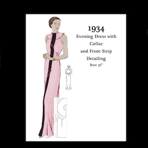 1930s 30s Art Deco Elegant Hollywood Glamour Floor Length Evening Dress Reproduction Vintage Sewing Pattern Bust 36 PDF INSTANT DOWNLOAD