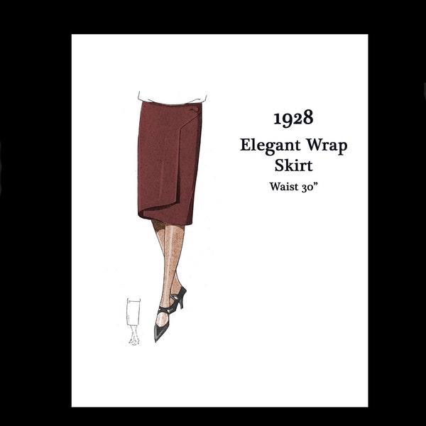 1920s 20s Art Deco Great Gatsby Flapper Elegant Wrap Skirt Wool Vintage Sewing Pattern Waist 30 E Pattern Reproduction PDF INSTANT DOWNLOAD