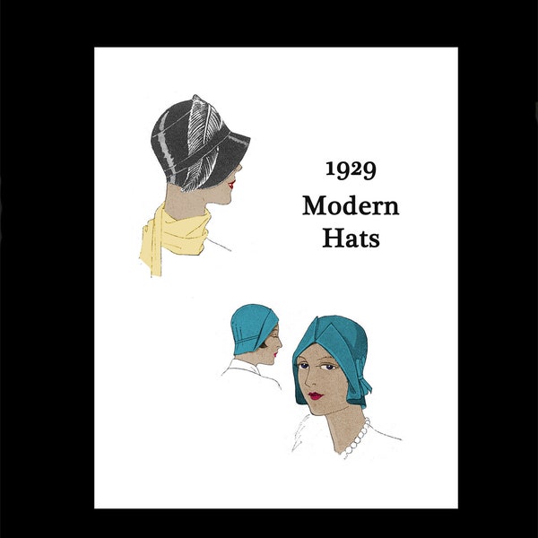 1920s 20s 1929 Art Deco Great Gatsby Flapper Velvet Felt Hat Hats Cloche Hat Original Vintage Design Reproduction PDF INSTANT DOWNLOAD