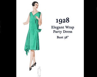 1920s 20s 1928 Art Deco Great Gatsby Flapper Party Silk Dress Vintage Sewing Pattern Bust 38 E Pattern Reproduction PDF INSTANT DOWNLOAD