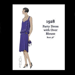 1920s 20s 1928 Art Deco Great Gatsby Flapper Party Silk Dress Vintage Sewing Pattern Bust 38 E Pattern Reproduction PDF INSTANT DOWNLOAD