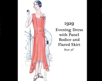 1920s 20s Art Deco Flapper Great Gatsby Elegantes Abendkleid Seide Volant Kleid Reproduktion Vintage Schnittmuster Büste 36 PDF INSTANT DOWNLOAD