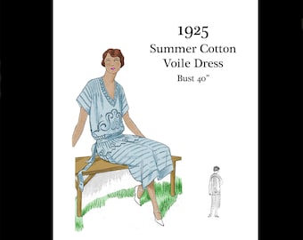 années 1920 20 s Art déco Flapper Great Gatsby coton Voile soleil été dentelle robe Reproduction vintage patron de couture buste 40 PDF TÉLÉCHARGEMENT INSTANTANÉ