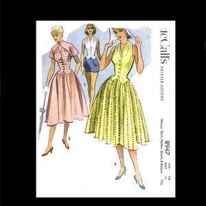 1950s 50s Reproduktion Vintage Schnittmuster McCalls 8947 Sommer Ensemble Rock Bolero Halterneck Rock Büste 32 PDF INSTANT DOWNLOAD