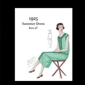 1920s 20s Vintage Sewing Pattern Bust 38 Art Deco Flapper Summer Day Tunic Dress Skirt E Pattern Reproduction PDF INSTANT DOWNLOAD