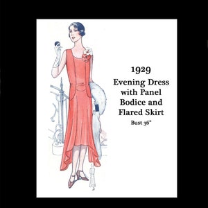 1920s 20s Art Deco Flapper Great Gatsby Elegant Evening Silk Flounce Dress Reproduction Vintage Sewing Pattern Bust 36 PDF INSTANT DOWNLOAD
