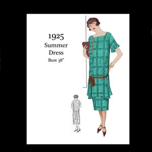 1920s 20s Vintage Sewing Pattern Bust 38 Art Deco Flapper Summer Day Tunic Dress Skirt E Pattern Reproduction PDF INSTANT DOWNLOAD