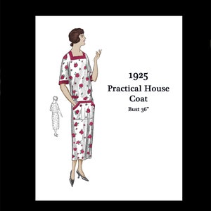 1920s 20s Art Deco Great Gatsby Flapper House Coat Garden Apron Vintage Sewing Pattern Bust 36 E Pattern Reproduction PDF INSTANT DOWNLOAD