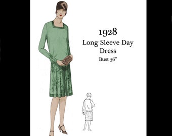 1920s 20s Vintage Sewing Pattern Bust 36 Art Deco Great Gatsby Flapper Day Dress E Pattern Reproduction PDF INSTANT DOWNLOAD