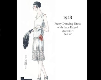 années 1920 20 s 1928 Art Déco Great Gatsby Flapper Party Silk Dress vintage Sewing Pattern Bust 36 E Pattern Reproduction PDF INSTANT DOWNLOAD