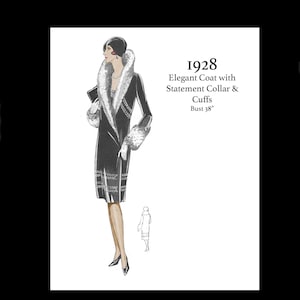 1920s 20s 1928 Art Deco Great Gatsby Flapper Coat Cuff Collar Vintage Sewing Pattern Bust 38 E Pattern Reproduction PDF INSTANT DOWNLOAD